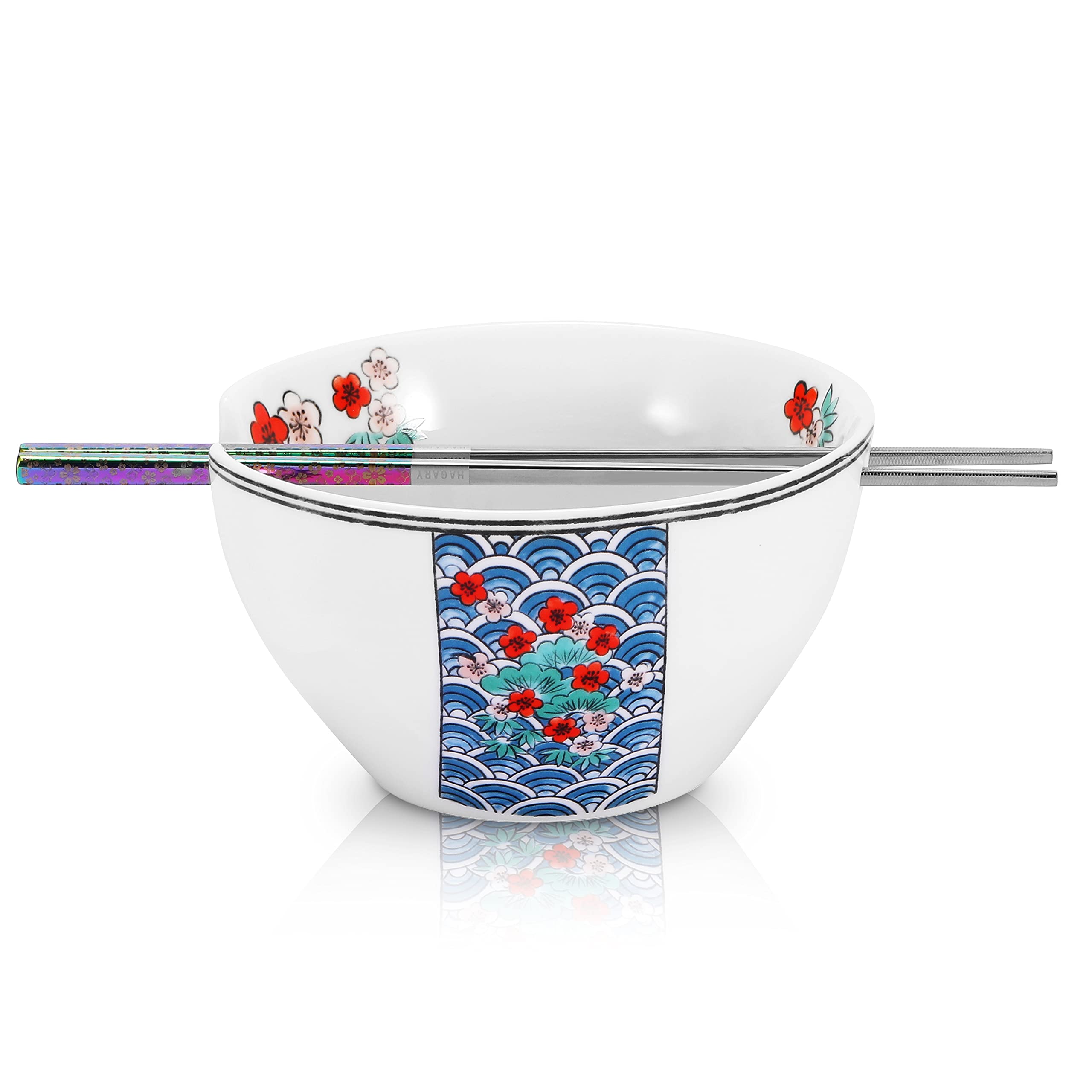 Japanese porcelain - Cherry pattern ramen bowl