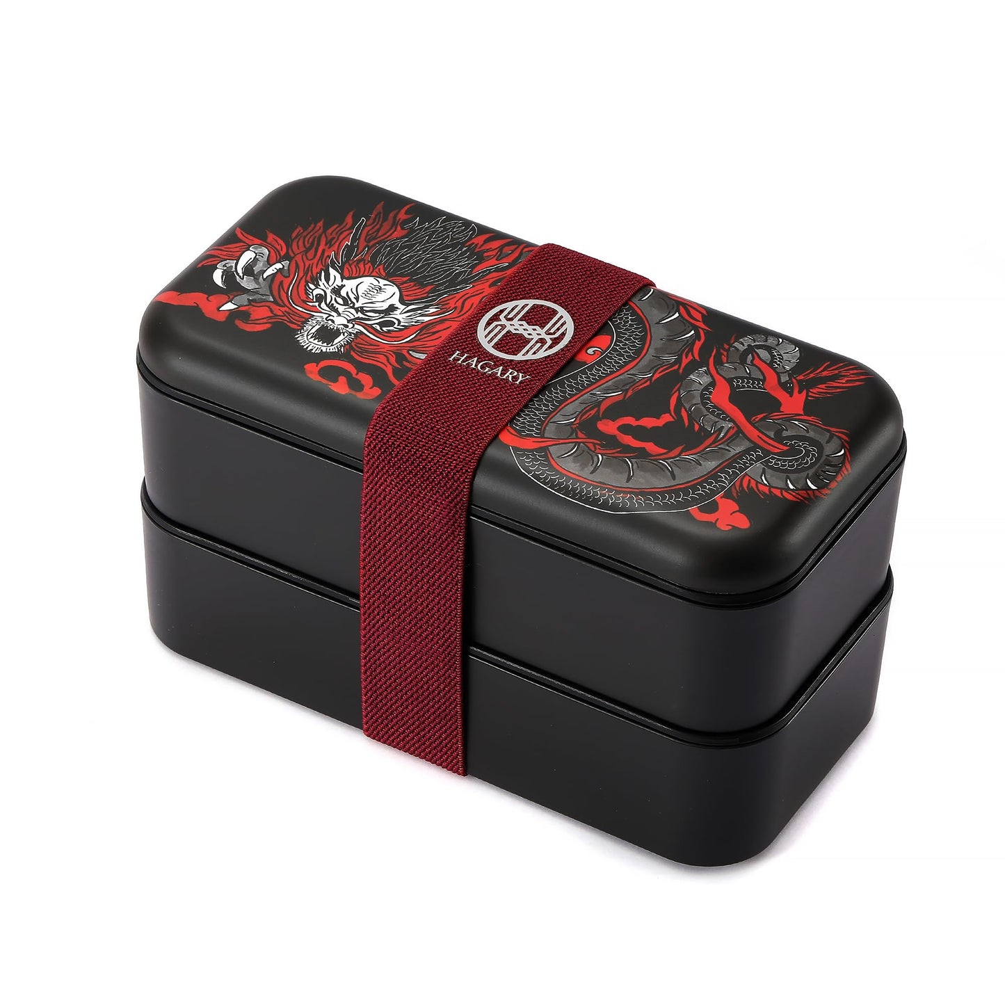 Dragon Bento Box 2 Tier Japanese Lunch Box with Spoon and Fork 800ml