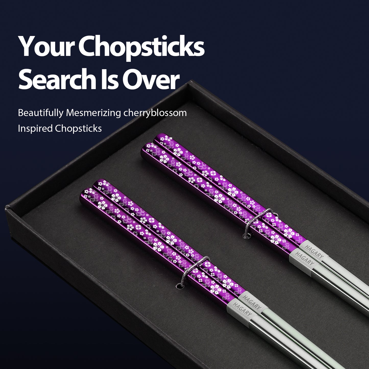 Cherry Blossom Purple Metal Reusable Chopsticks
