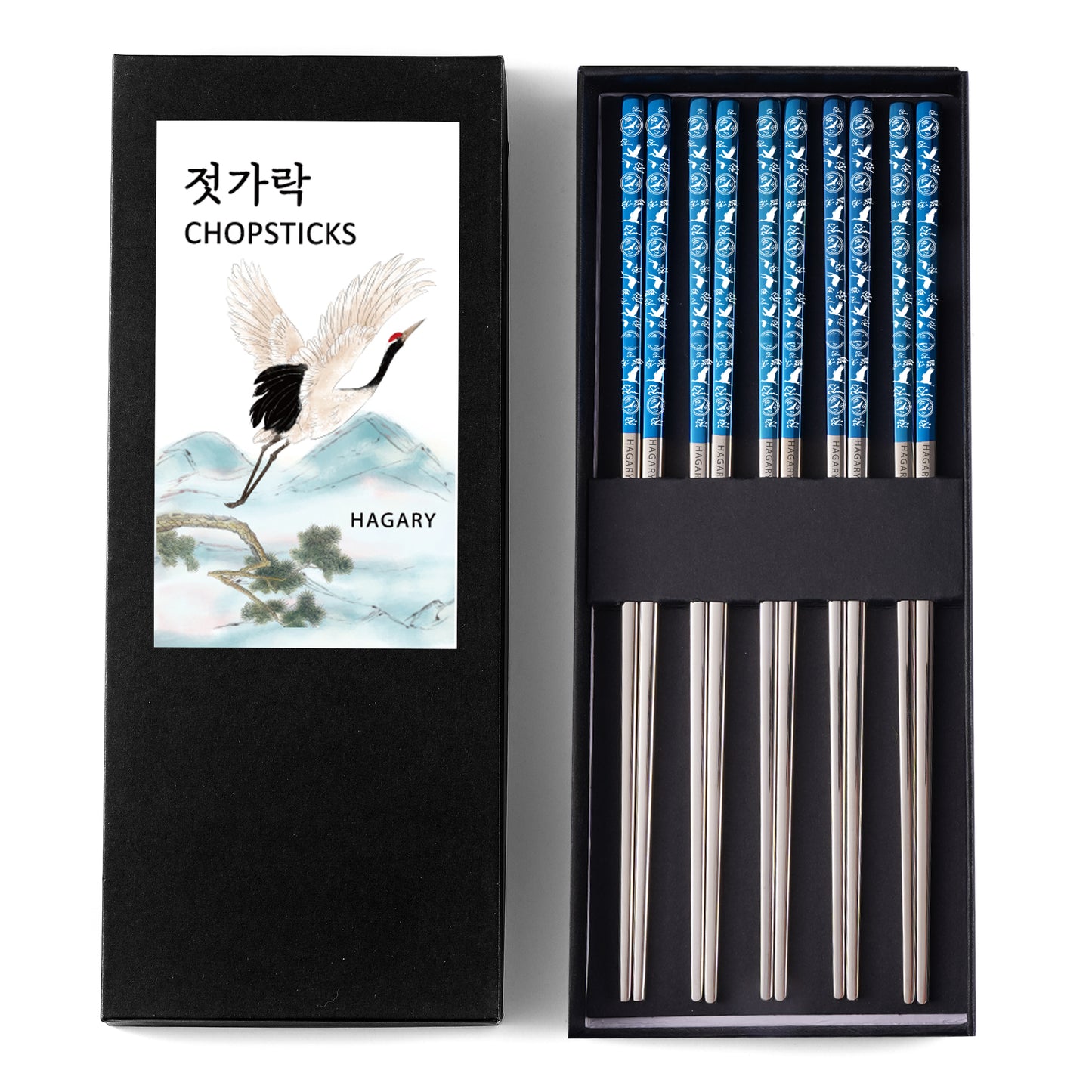Crane Blue Metal Reusable Chopsticks