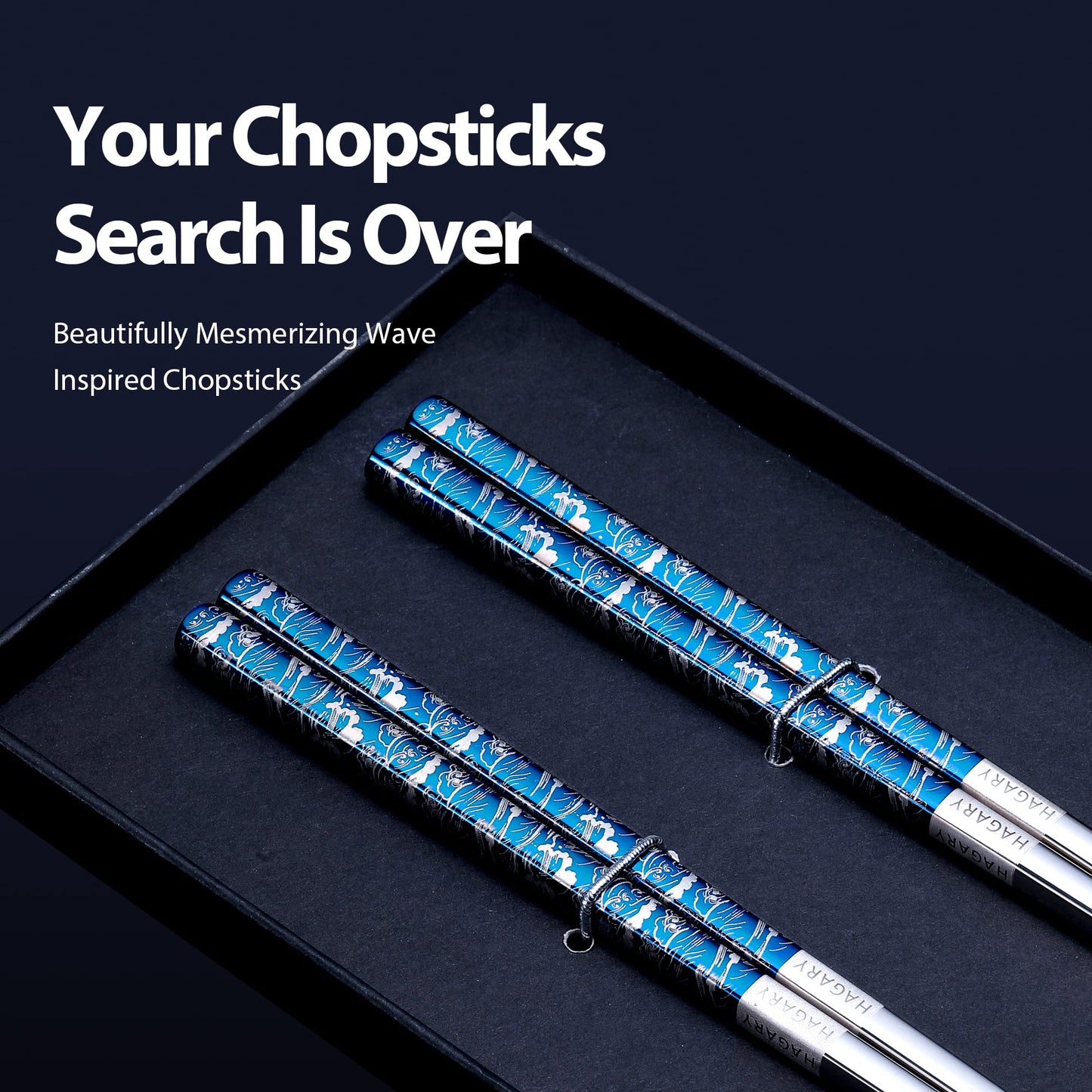 Blue Wave Metal Reusable Chopsticks