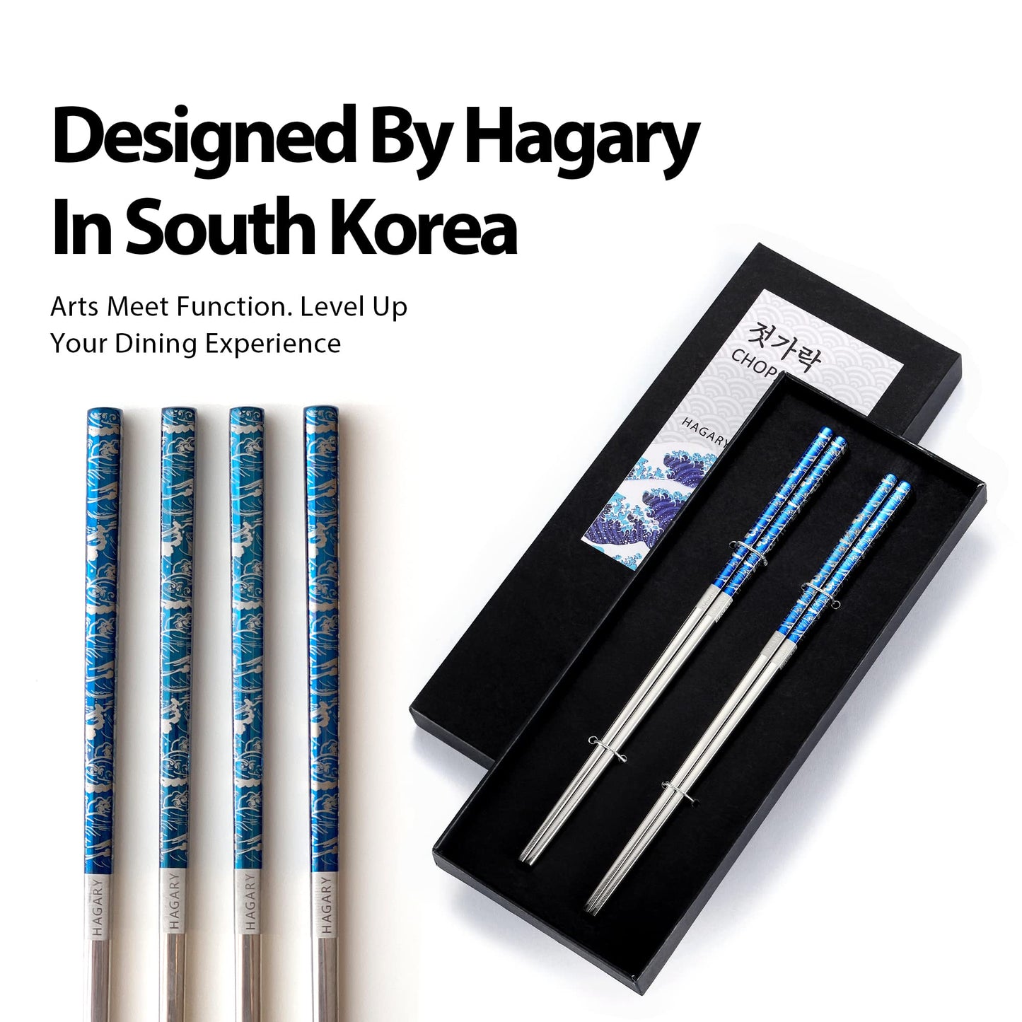 Blue Wave Metal Reusable Chopsticks