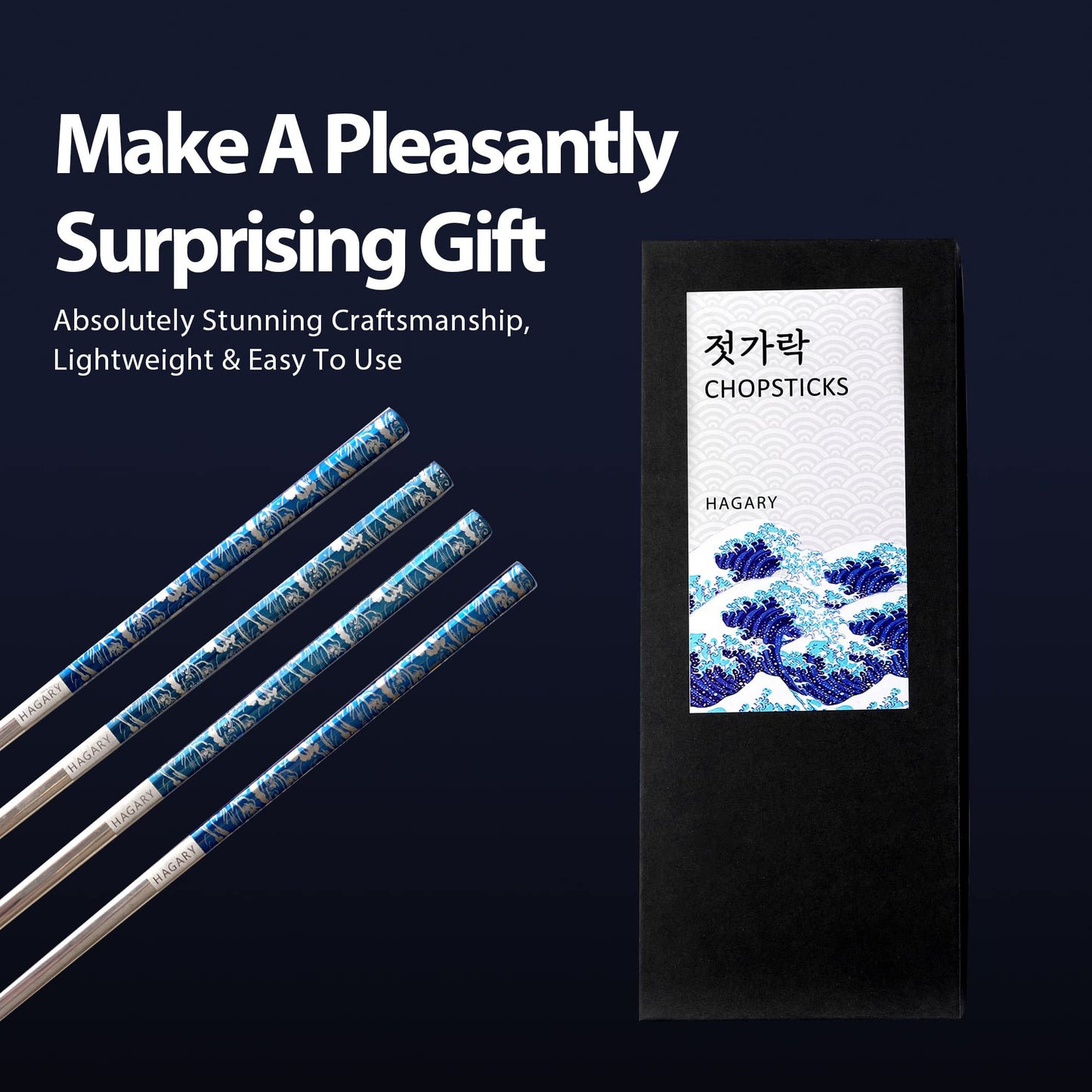 Blue Wave Metal Reusable Chopsticks