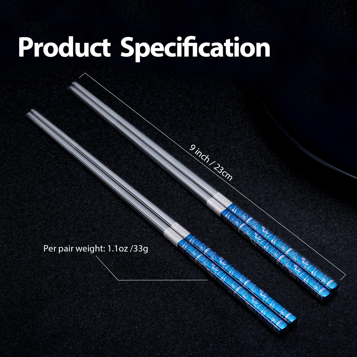 Blue Wave Metal Reusable Chopsticks