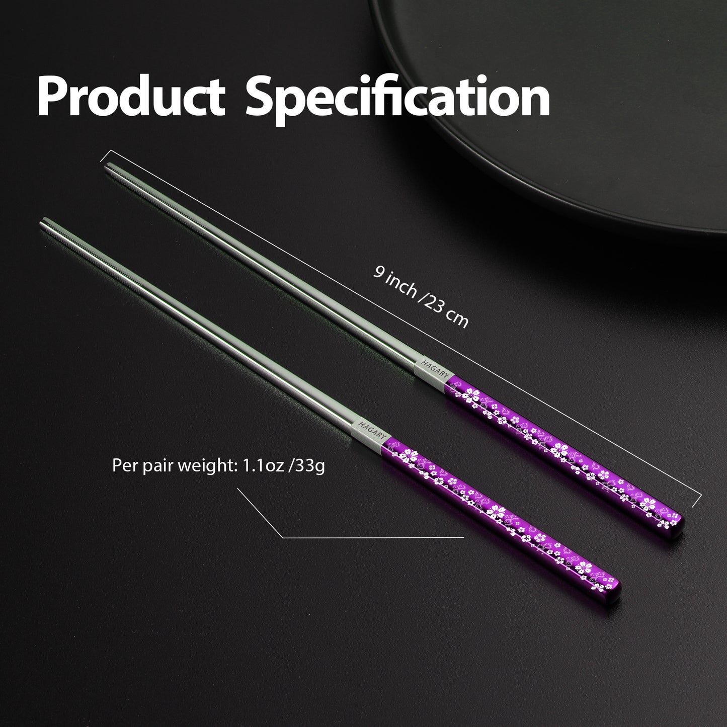 Cherry Blossom Purple Metal Reusable Chopsticks