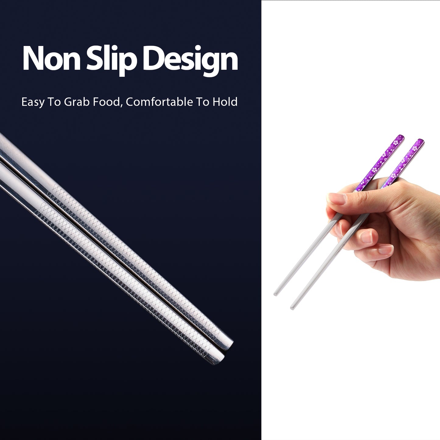 Cherry Blossom Purple Metal Reusable Chopsticks