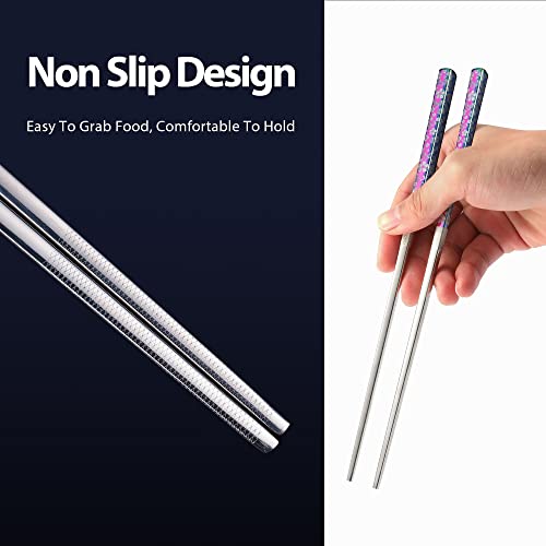 Cherry Blossom Rainbow Metal Reusable Chopsticks