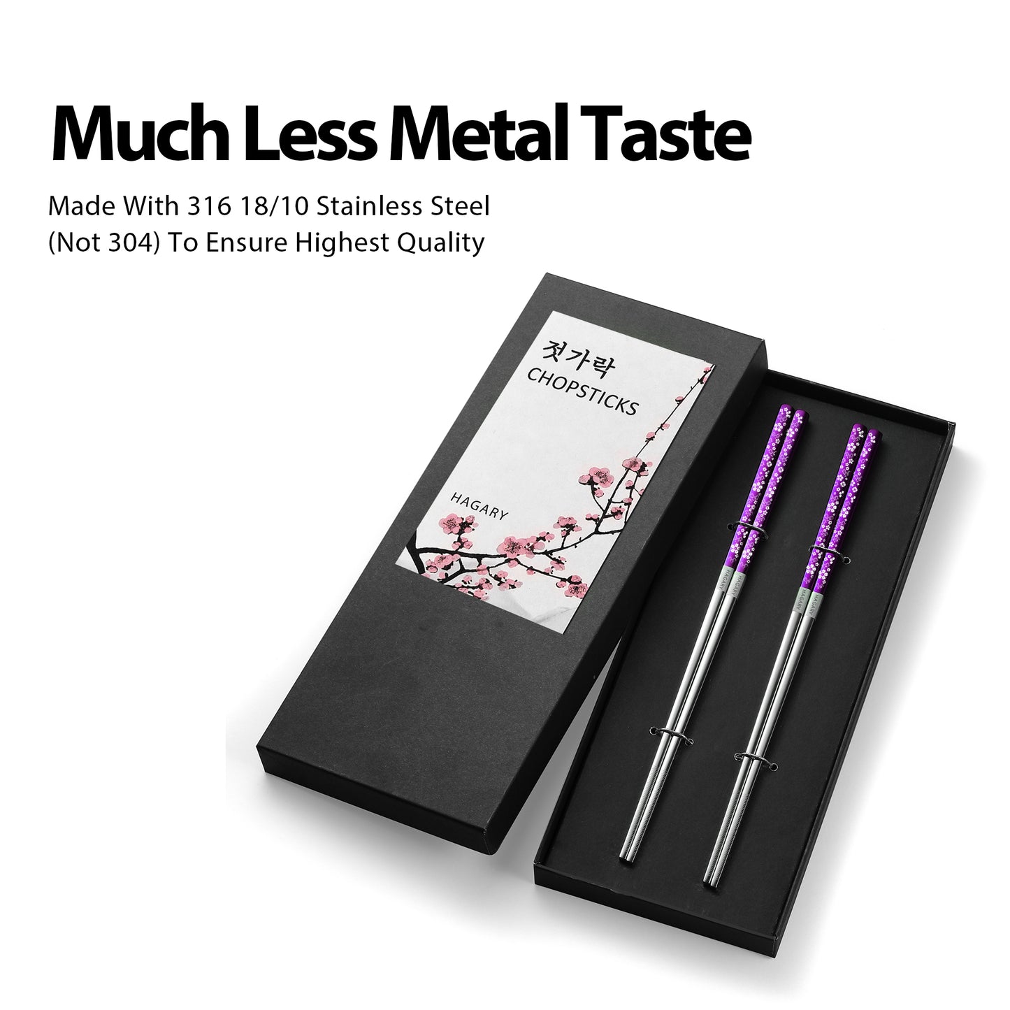 Cherry Blossom Purple Metal Reusable Chopsticks