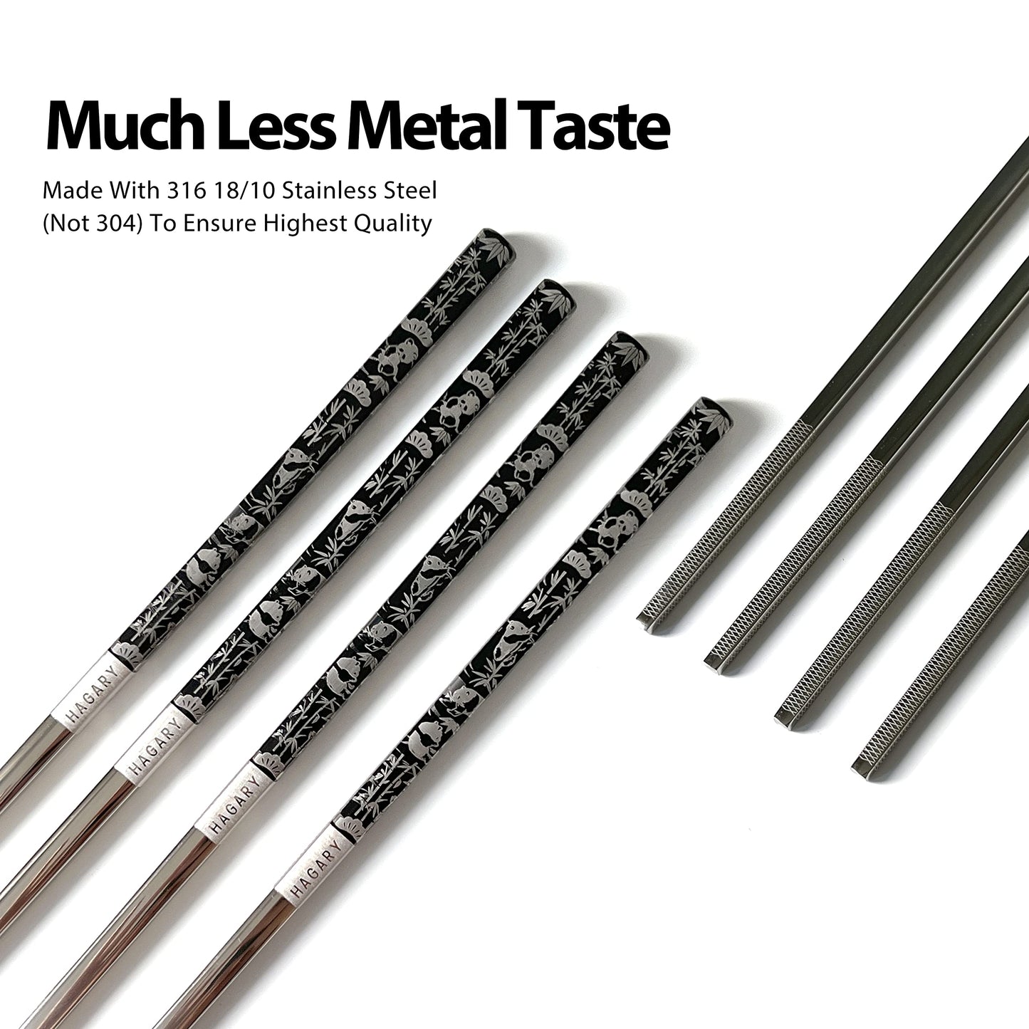 Panda Black Metal Chopsticks Reusable