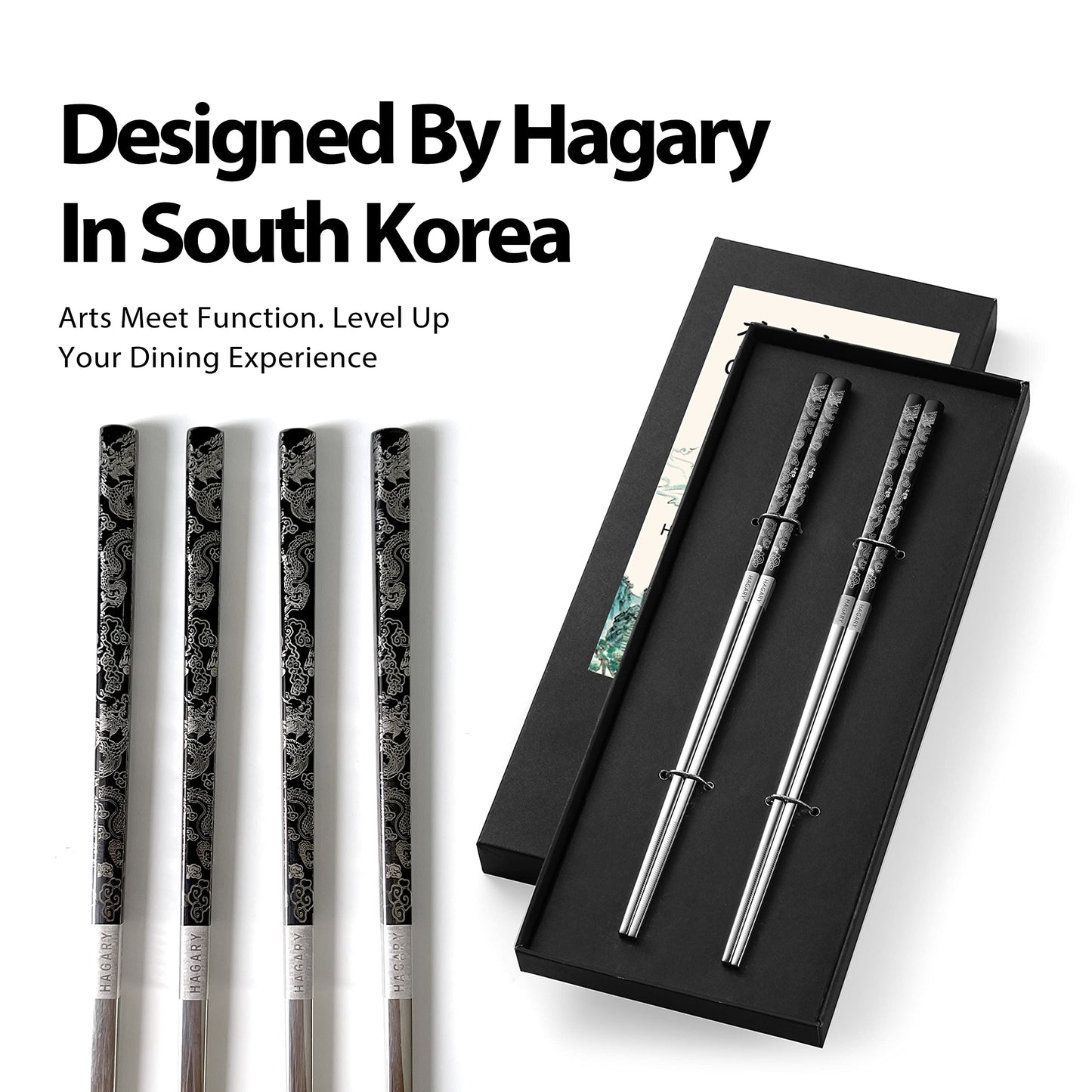 Dragon Metal Reusable Chopsticks Black Color