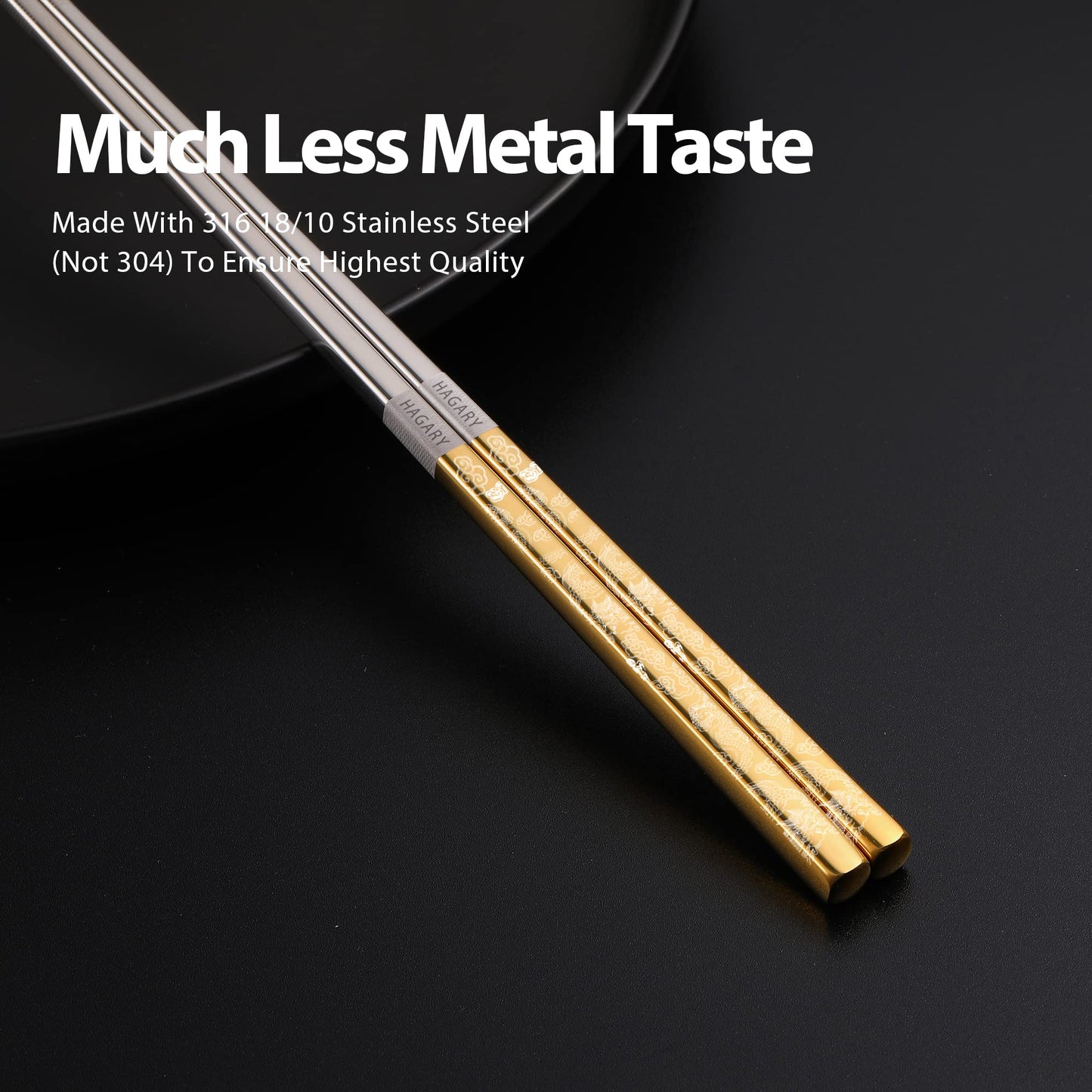 Dragon Metal Reusable Chopsticks Gold Color