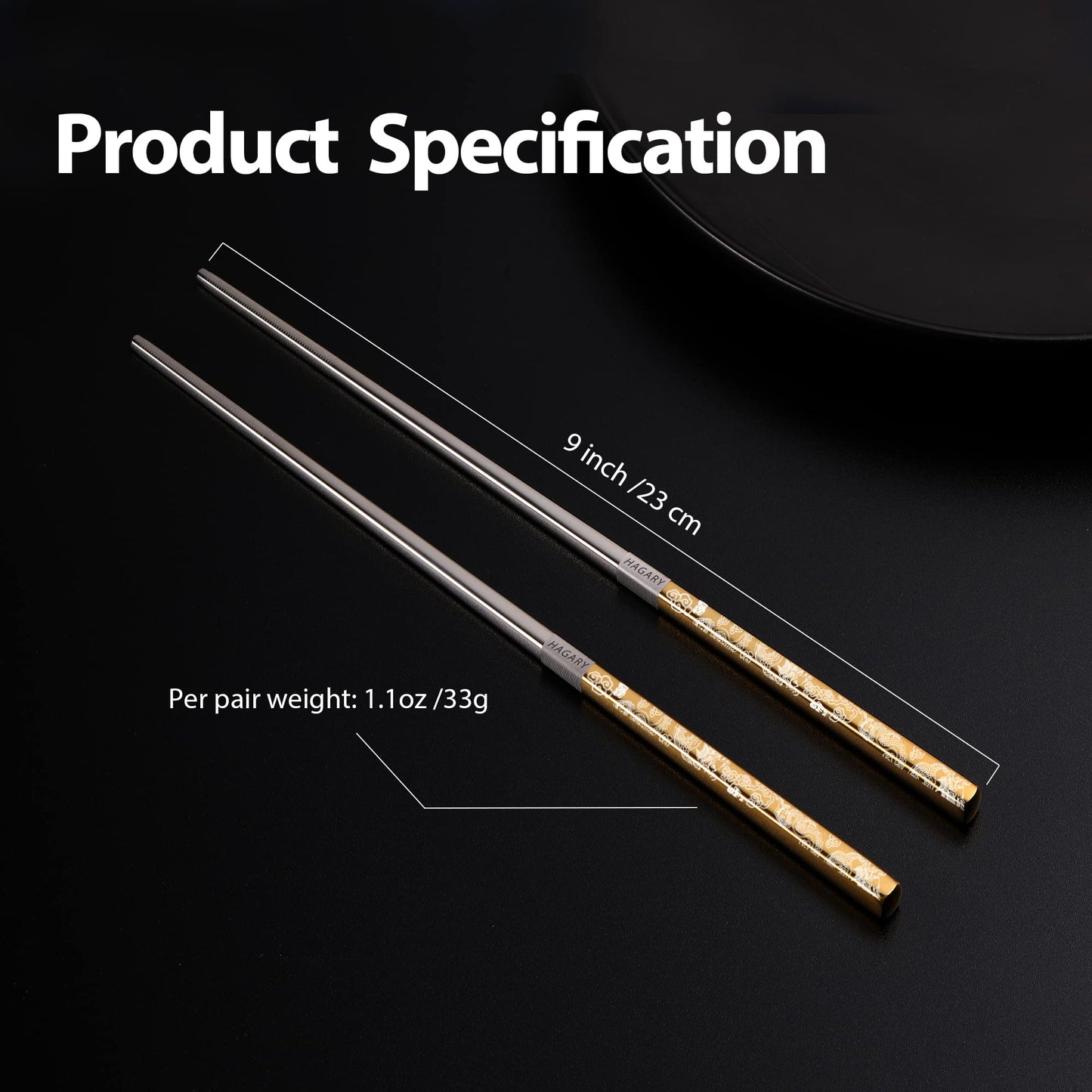 Dragon Metal Reusable Chopsticks Gold Color