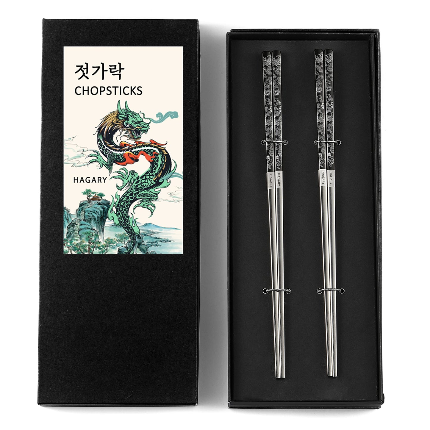 Dragon Metal Reusable Chopsticks Black Color