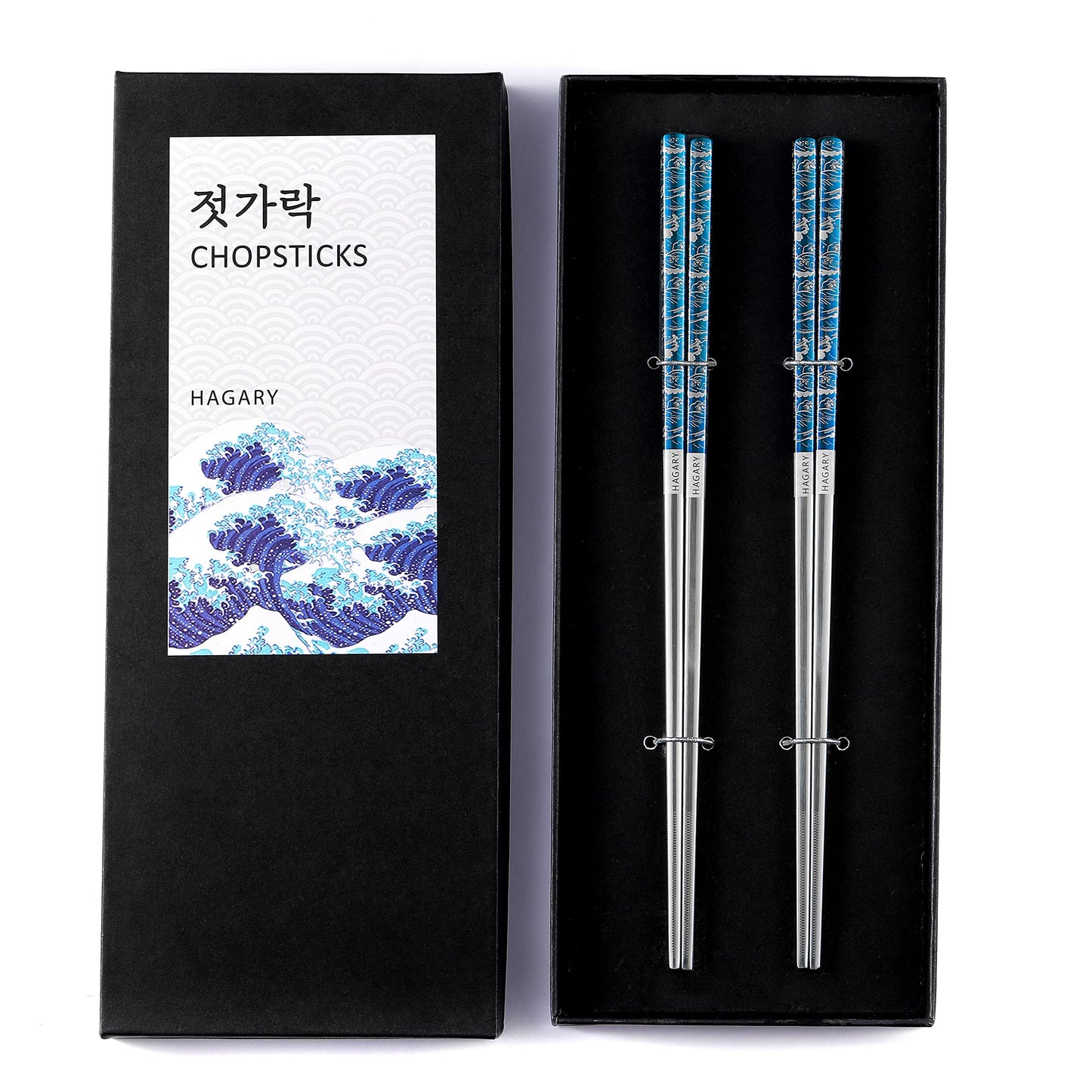 Blue Wave Metal Reusable Chopsticks