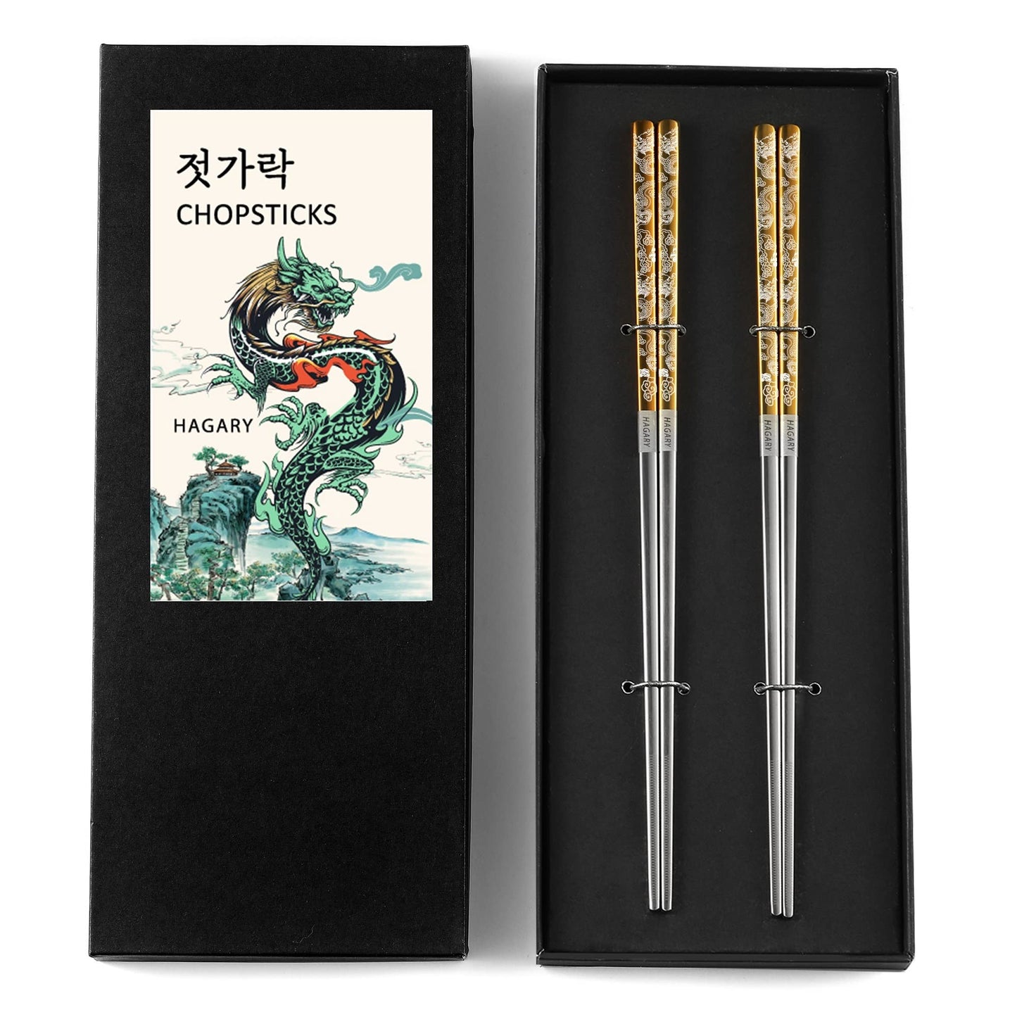 Dragon Metal Reusable Chopsticks Gold Color