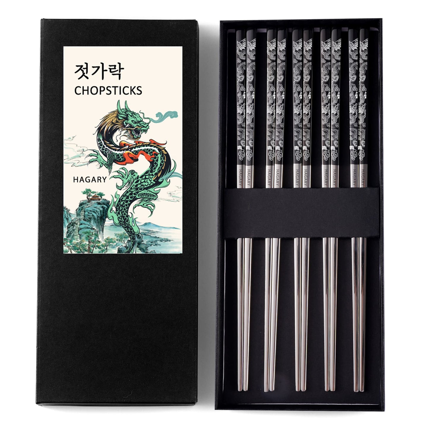 Dragon Metal Reusable Chopsticks Black Color