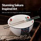 Cherry Blossom Ceramic Ramen Bowl With Reusable Stainless Steel Chopsticks