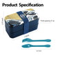 Wave Bento Box 2 Tier Japanese Lunch Box with Spoon and Fork 800ml