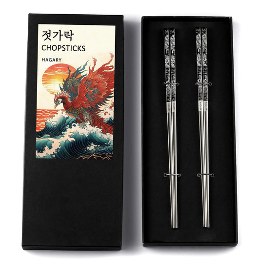 Phoenix Black Metal Reusable Chopsticks