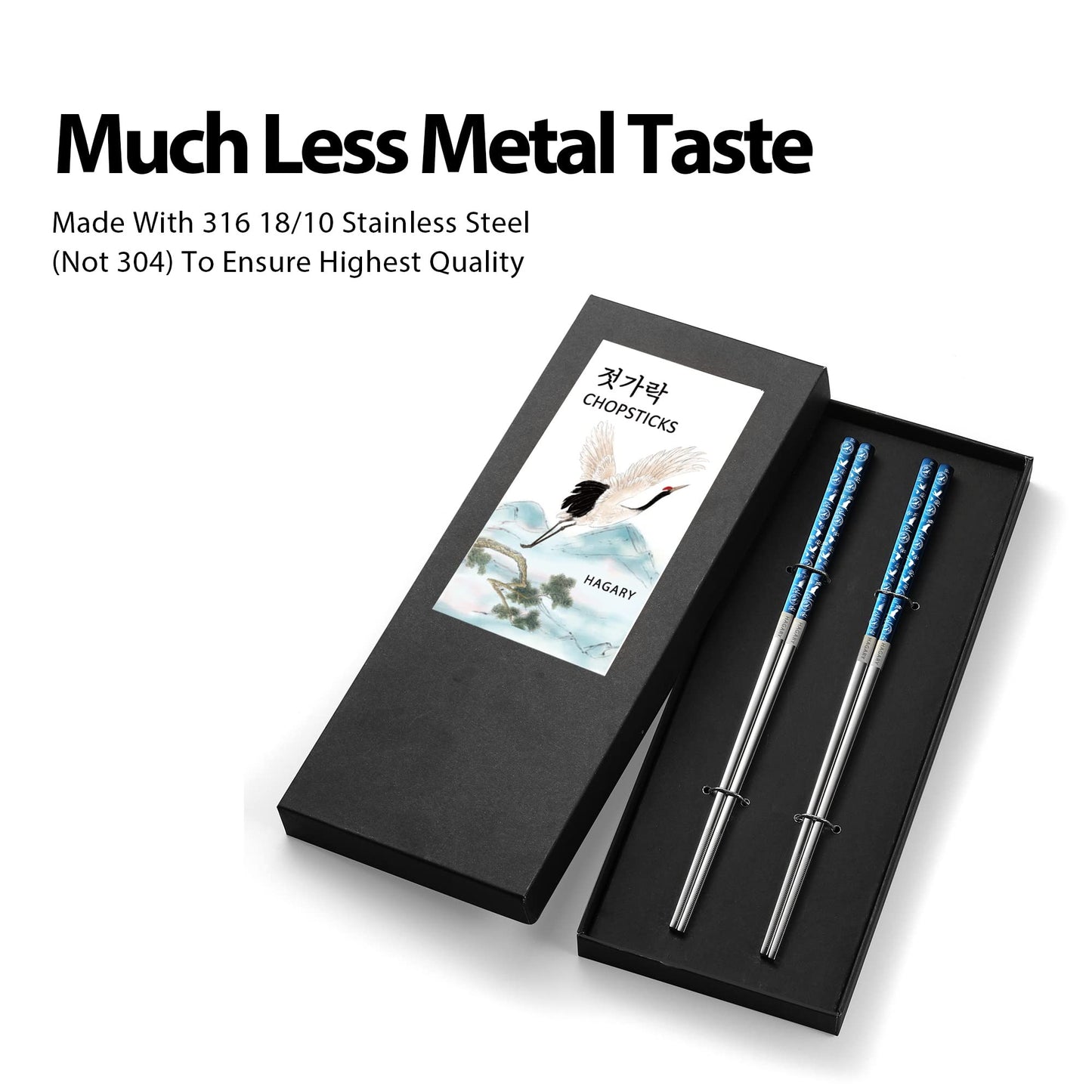 Crane Blue Metal Reusable Chopsticks