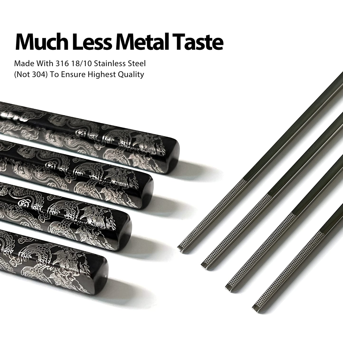 Dragon Metal Reusable Chopsticks Black Color